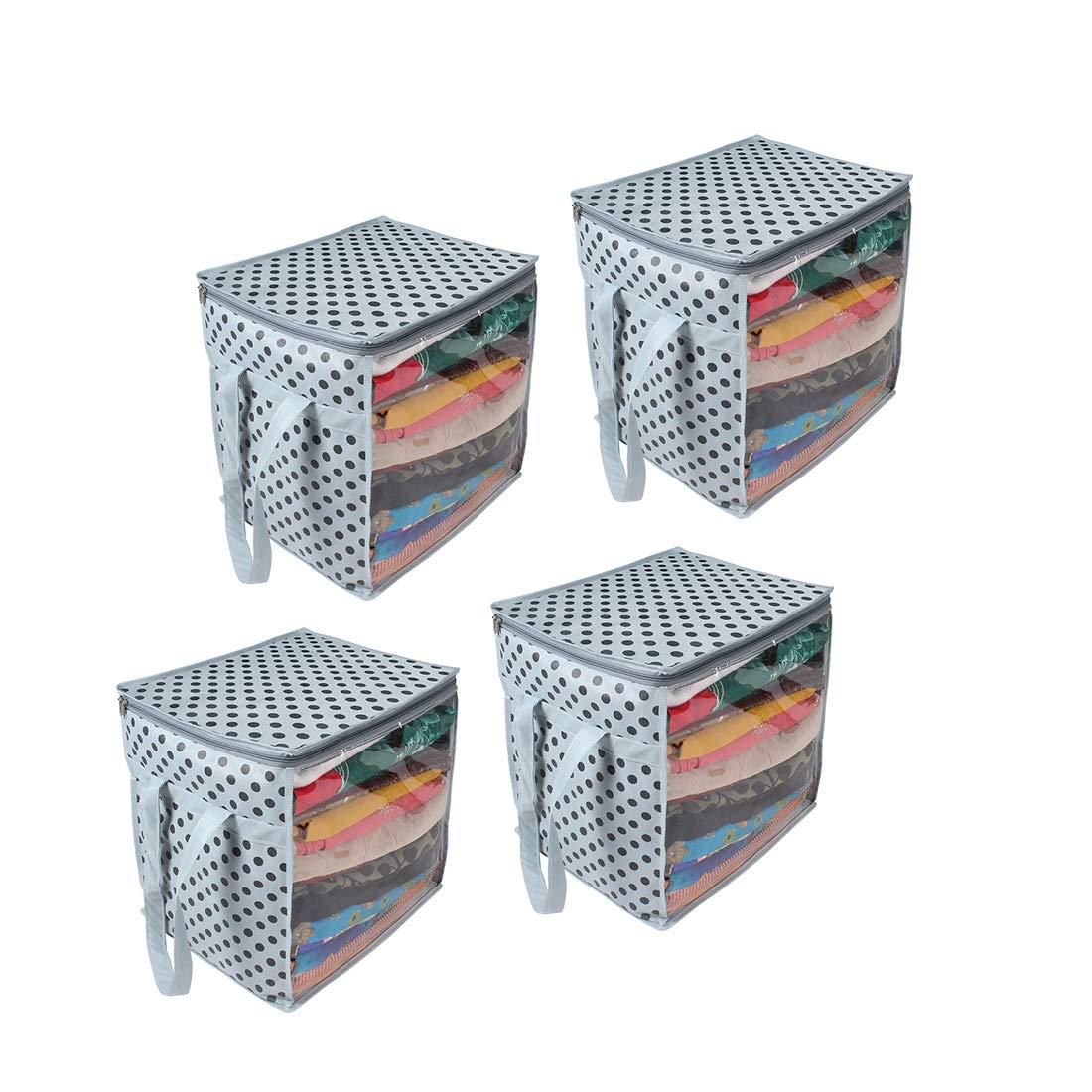 Saree Cover - Printed Non Woven Saree Cover with Handles and Transparent Front (Pack of 4)