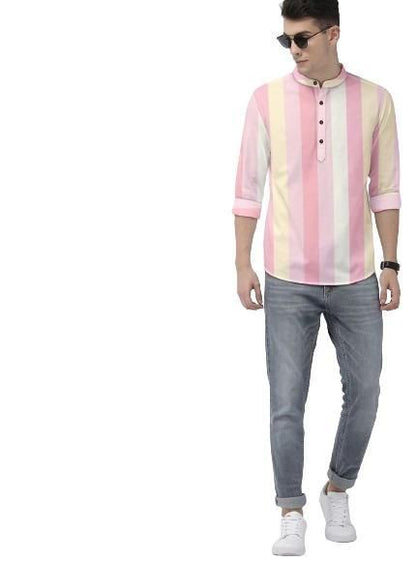 Men's Color Block Spread Collar Casual Shirt
